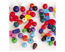 Πολύχρωμες ξύλινες χάντρες  Διακοσμητικές Χάντρες - Κουμπιά