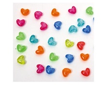 Διαφανείς χάντρες καρδούλες με χρυσόσκονη  Διακοσμητικές Χάντρες - Κουμπιά