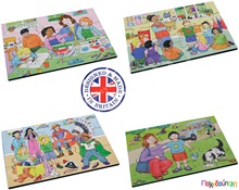 Σετ 4 Ξύλινα Παζλ Τα συναισθήματα μας Νο.2  Ξύλινα Εκπαιδευτικά Παζλς