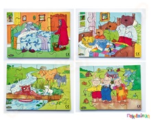 Σετ 4 Ξύλινα Παζλ Παραμύθια σειρά Α  Ξύλινα Εκπαιδευτικά Παζλς