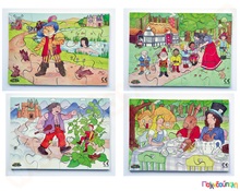 Σετ 4 Ξύλινα Παζλ Παραμύθια σειρά Β  Ξύλινα Εκπαιδευτικά Παζλς