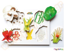 Ξύλινα Ενσφηνώματα 2 Επιπέδων Λαχανικά Β  Ξύλινα Παιδικά Ενσφηνώματα Επιπέδων