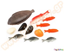 Ποικιλία 12 θαλασσινών σε φυσικό μέγεθος  Πλαστικά Παιδικά Τρόφιμα - Φρούτα - Λαχανικά