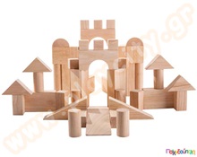 Οικοδομικό υλικό 50 κομμάτια φυσικό Plan Toys  Ξύλινα Παιχνίδια Κατασκευών με Τουβλάκια