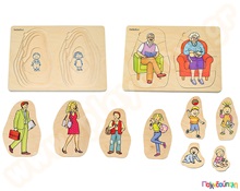 Ξύλινο Παζλ 5 Επιπέδων Ο παππούς και η γιαγιά  Ξύλινα Εκπαιδευτικά Παζλς Επιπέδων