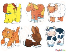 Σετ 6 Ξύλινα Ενσφηνώματα Ζωάκια  Ξύλινα Παιδικά Ενσφηνώματα