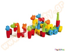 Παιχνίδι Κατασκευών Μαλακά ζωάκια σετ 44 τεμαχίων  Πλαστικά Παιχνίδια Κατασκευών με Τουβλάκια Μαλακά