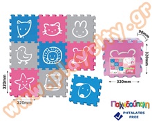 Ελαστικές πλάκες EVA με φατσούλες σε απαλά χρώματα  Δάπεδα Ασφαλείας Παιδικού Δωματίου