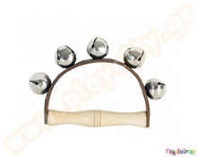 Κουδουνίστρα από ξύλο και δέρμα με 5 κουδουνάκια  Κουδουνάκια - Κουδουνίστρες