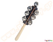 Κουδουνίστρα από ξύλο και δέρμα με 13 κουδουνάκια και λαβή  Κουδουνάκια - Κουδουνίστρες