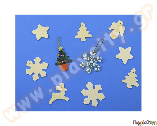 Διακόσμησε ξύλινα Χριστουγεννιάτικα στολίδια 50 τεμάχια