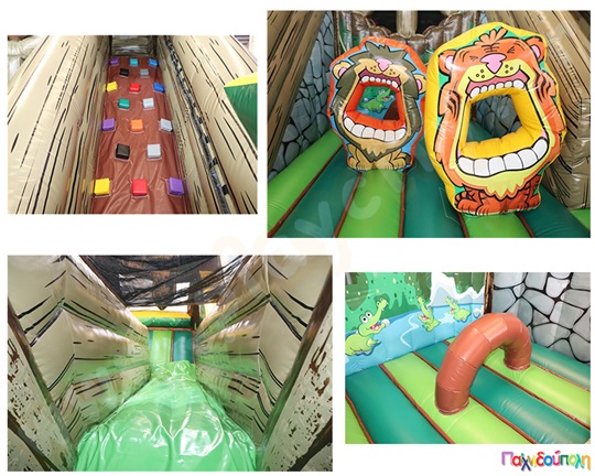 Φουσκωτό Παιχνίδι Κρεμαστή Γέφυρα στο Δάσος (με 2 blowers)