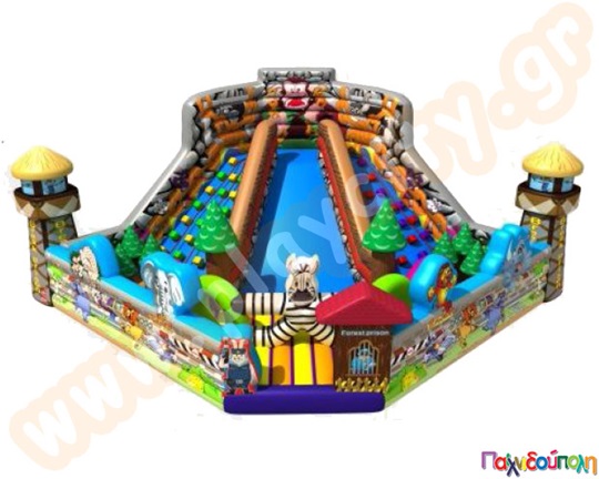 Φουσκωτό Παιχνίδι Ζωολογικός Κήπος (με 4 blowers)