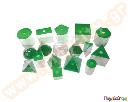 Μεγάλα γεωμετρικά σώματα πλαστικά διαφανή