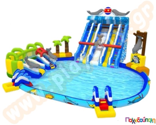 Φουσκωτό Υδάτινο Πάρκο Δελφινάκια (με 8 blowers)