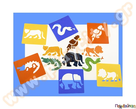 Στένσιλ ζώων ζούγκλας 6 τεμάχια