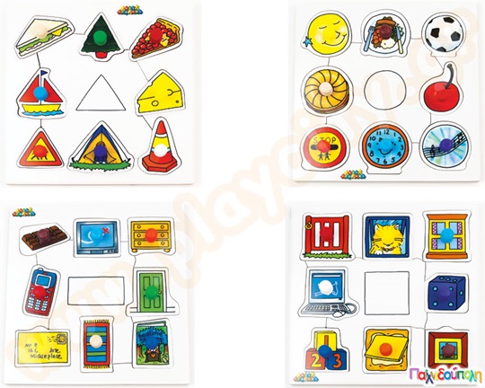 Σετ 4 Ξύλινα Ενσφηνώματα - Ταξινόμηση Γεωμετρικών Σωμάτων