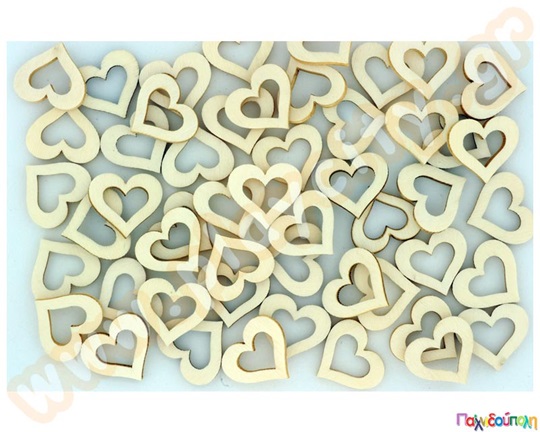 Ξύλινες ανοιχτές καρδούλες 20χ20 mm