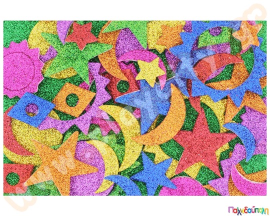 Αυτοκόλλητα διακοσμητικά ουράνια σώματα EVA GLITTER