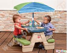 Τραπέζι Εξοχής με Ομπρέλα Sit n Play Step2  Σετ Παιδικά Τραπεζάκια - Καρεκλάκια