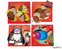 Σετ 4 Βρεφικά παζλ με πλαίσιο - Κατοικίδια ζωάκια  Ξύλινα Εκπαιδευτικά Παζλς