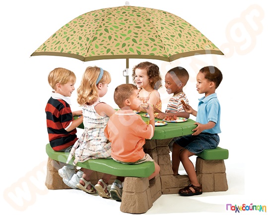 Τραπέζι Eξοχής με Oμπρέλα σε γήινα χρώματα Step2