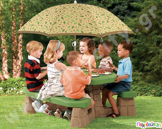 Τραπέζι Eξοχής με Oμπρέλα σε γήινα χρώματα Step2