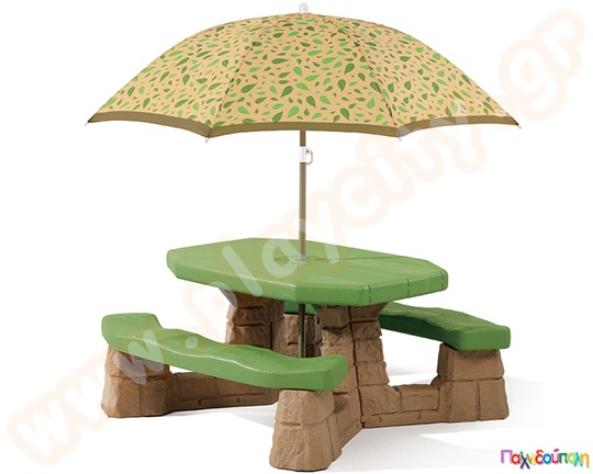 Τραπέζι Eξοχής με Oμπρέλα σε γήινα χρώματα Step2