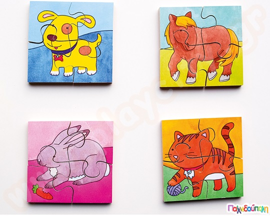 Σετ 4 Βρεφικά παζλ - Κατοικίδια