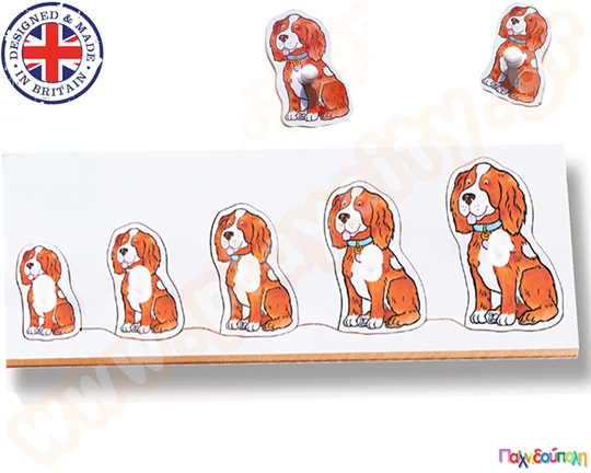 Ξύλινα ενσφηνώματα - Ταξινόμηση μεγέθους σκυλάκι