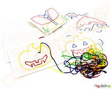 Κατασκευές με Κορδόνια (Σετ 4 βάσεις / 4 Ραβδάκια)  Πλαστικά Παιχνίδια Κατασκευών με Αλυσίδες - Καρούλια - Κορδόνια - Κουμπιά