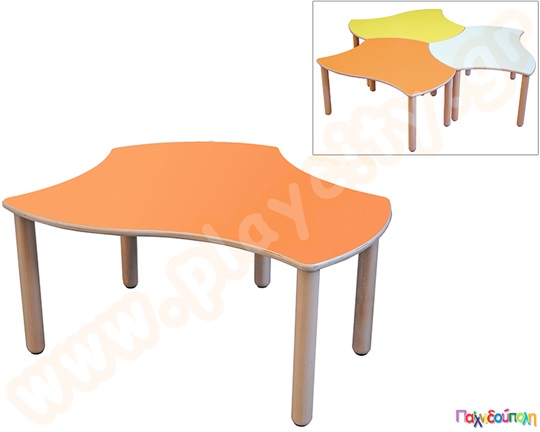 Ξύλινο Παιδικό Τραπέζι πέταλο πορτοκαλί χρώμα