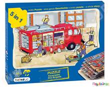 Ξύλινο Παζλ 5 Επιπέδων, πυροσβεστική  Ξύλινα Εκπαιδευτικά Παζλς Επιπέδων