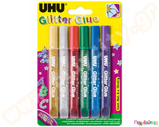 UHU Glitter Glue Original 6x10ml