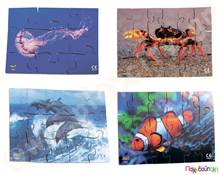 Σετ 8 ξύλινα παζλ θαλάσσιος κόσμος  Ξύλινα Εκπαιδευτικά Παζλς