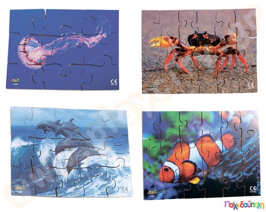 Σετ 8 ξύλινα παζλ θαλάσσιος κόσμος