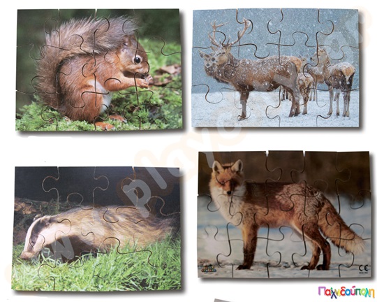 Σετ 8 ξύλινα παζλ άγρια ζωή