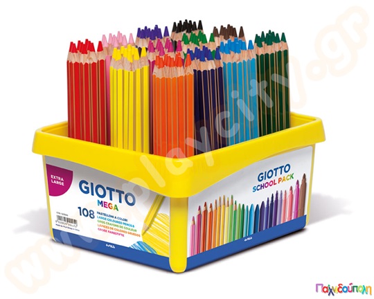 Ξυλομπογιές χοντρές MEGA GIOTTO 108 τμχ σε πλαστική θήκη