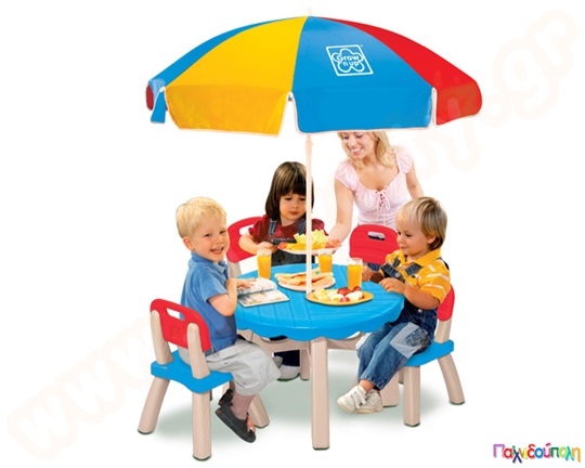 Σετ τραπέζι, 4 καρέκλες και ομπρέλα Grow n Up