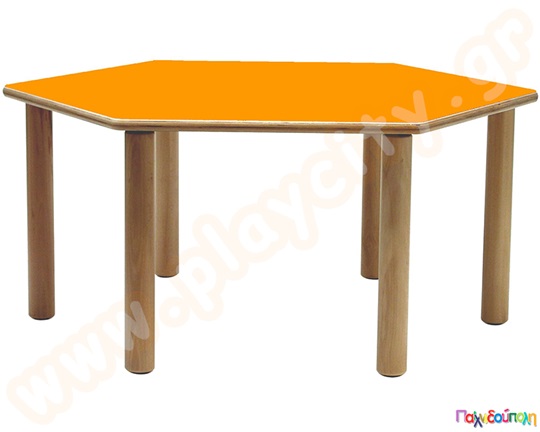 Τραπέζι εξάγωνο πορτοκαλί χρώμα