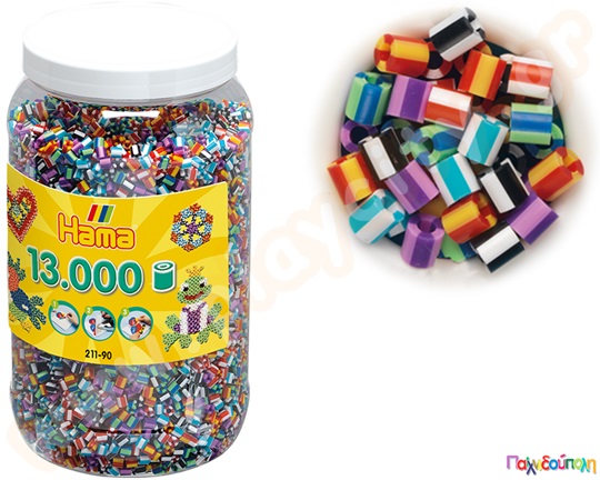 Χάντρες 5 χιλ. ριγέ 13000 τεμ. HAMA