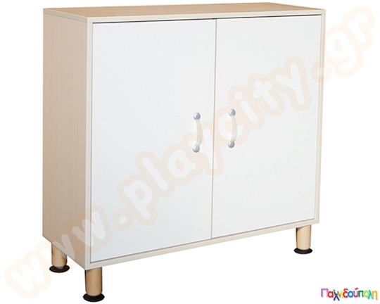 Ντουλάπα με πόρτες και δύο ράφια φυσικό χρώμα