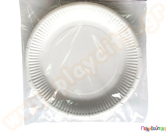 Χάρτινα πιάτα λευκό χειροτεχνίας 23 εκ σετ 6 τεμαχίων