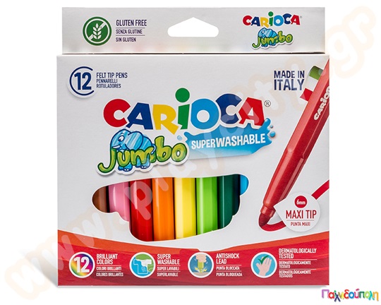 Μαρκαδόροι παιδικοί χοντροί Jumbo CARIOCA 12 τεμαχίων