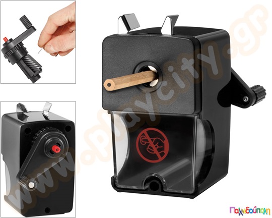 Μαύρη ξύστρα επιτραπέζια με μανιβέλα