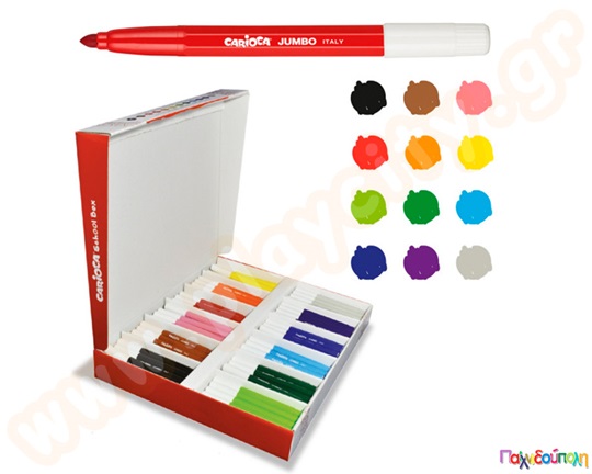 Μαρκαδόροι παιδικοί χοντροί Jumbo CARIOCA 144 τεμαχίων