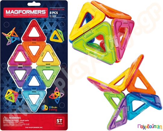 Μαγνητικά τουβλάκια κατασκευών MagFormers Τρίγωνα 8 τεμαχίων