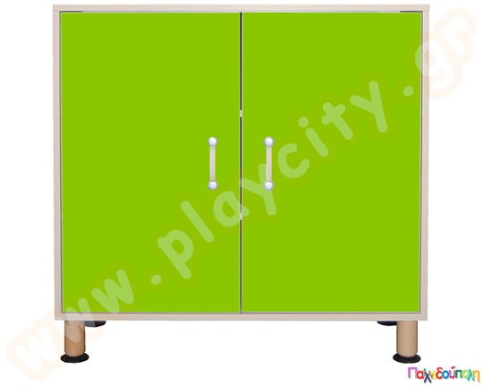 Ντουλάπα με πόρτες και δύο ράφια ανοιχτό πράσινο χρώμα