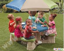 Τραπέζι Εξοχής για 6 παιδιά με Ομπρέλα Sit n Play Step2  Σετ Παιδικά Τραπεζάκια - Καρεκλάκια