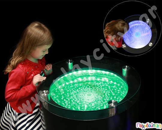 Φωτεινό κυκλικό τραπέζι με φούσκες